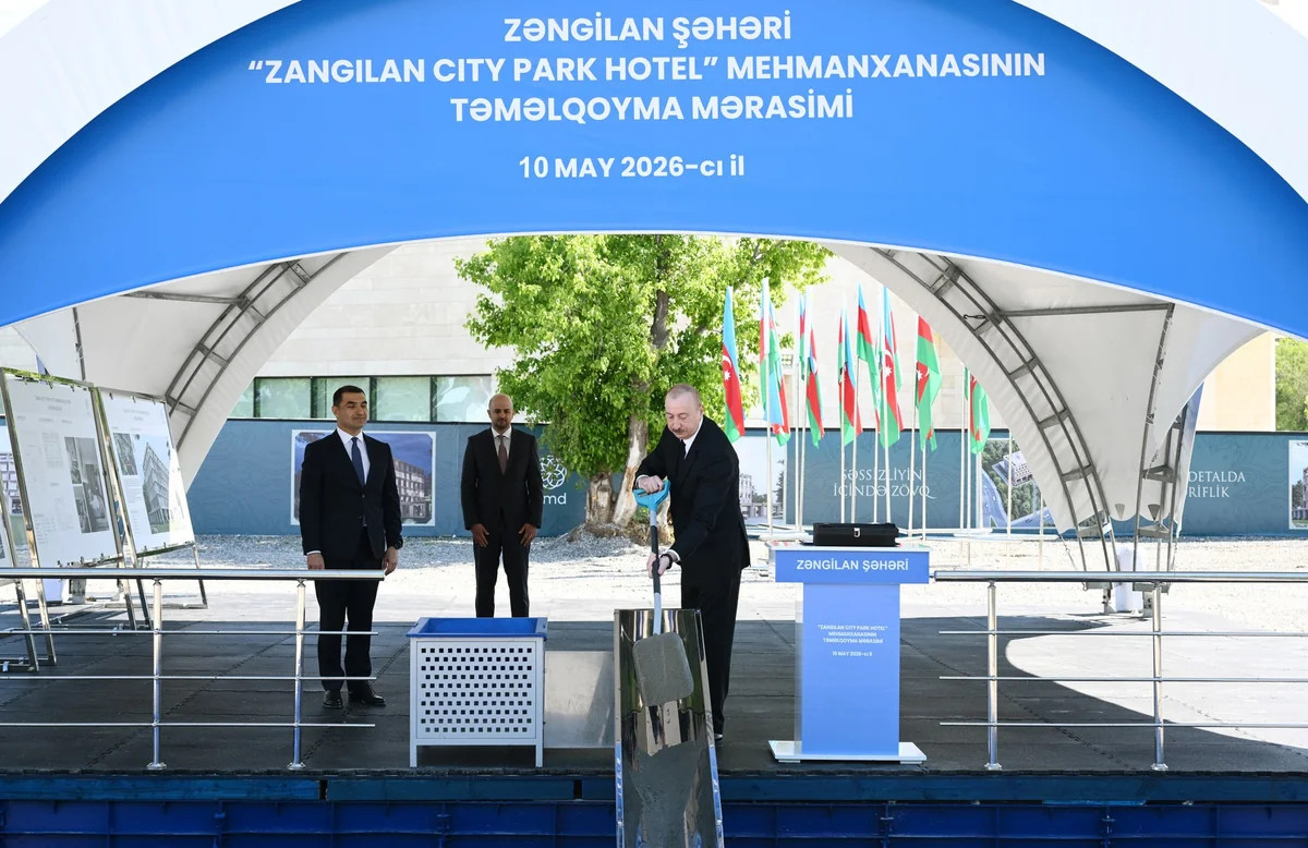 İlham Əliyev Zəngilanda sakinlərlə görüşüb, \"Zangilan City Park Hotel\"in təməli qoyulub- FOTO