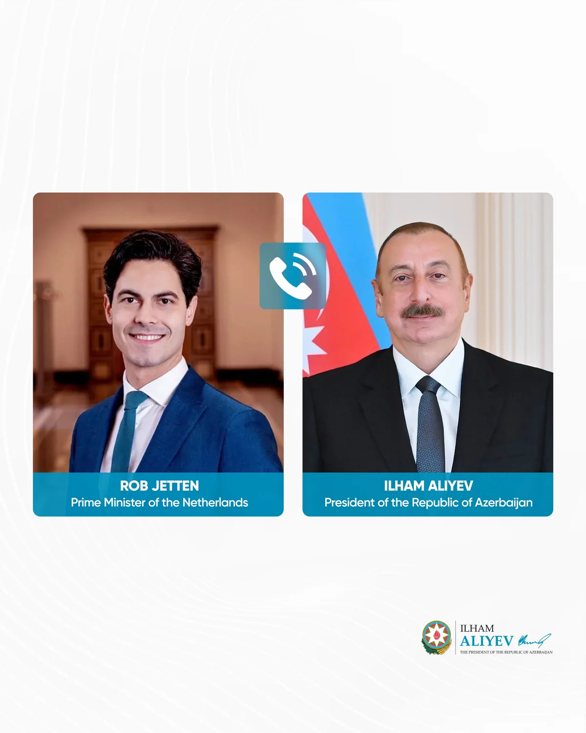 Azərbaycan Prezidenti ilə Niderlandın Baş naziri arasındatelefon danışığı olub