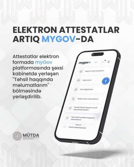 Elektron attestatlar myGov platformasına yerləşdirilib