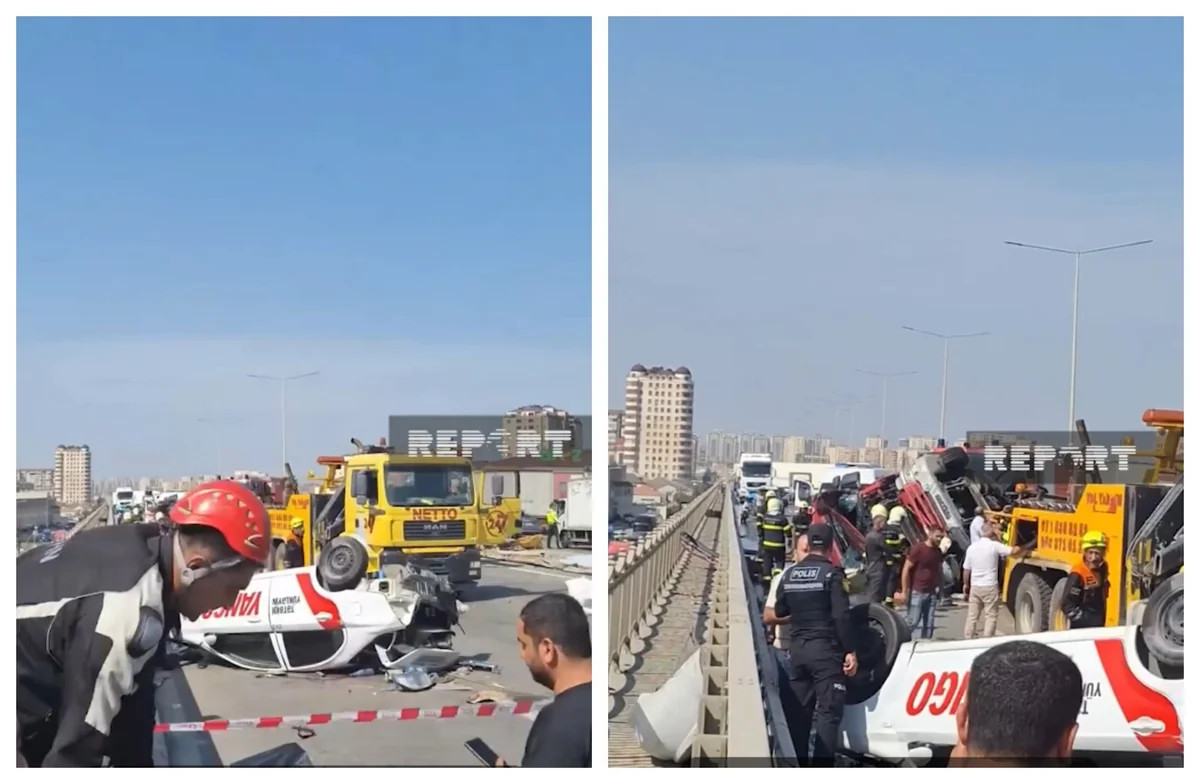 Masazırda yük maşını maşının üstünə aşdı: ölən və xəsarət alanlar var - FOTO