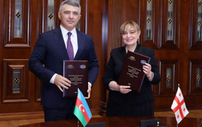 Azərbaycan və Gürcüstan Ali məhkəmələri arasında Memorandum imzalanıb - FOTOLAR