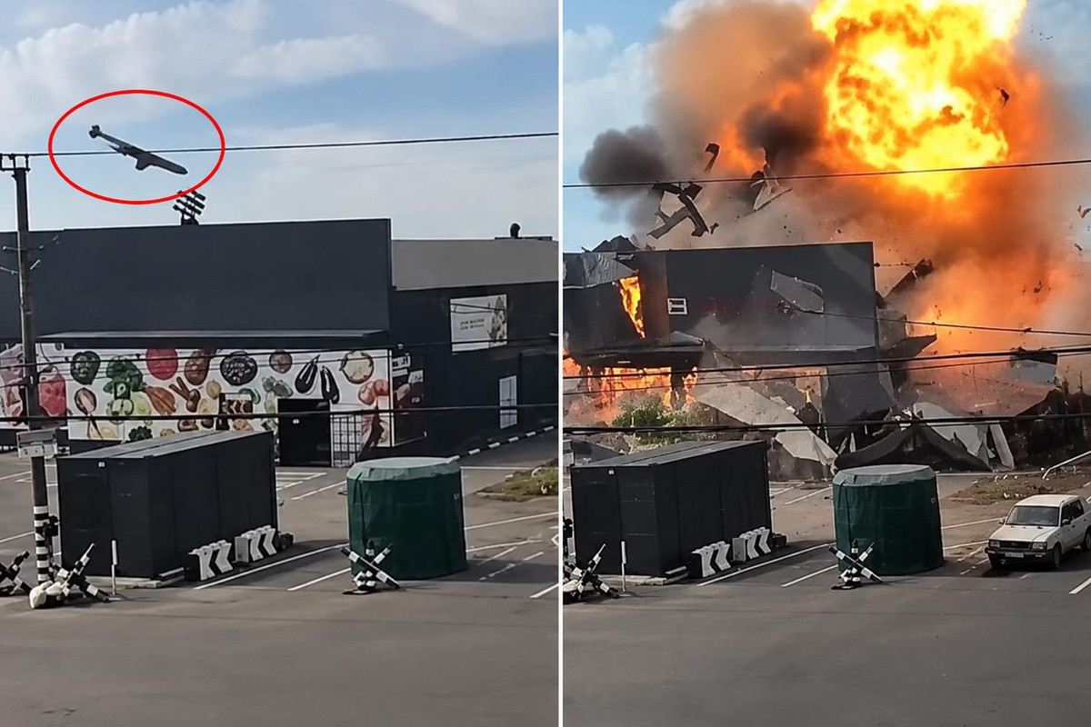Odessada supermarket kamikaze dronla belə vuruldu - FOTO