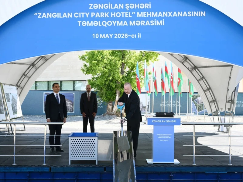 İlham Əliyev Zəngilanda sakinlərlə görüşüb, \"Zangilan City Park Hotel\"in təməli qoyulub- FOTO