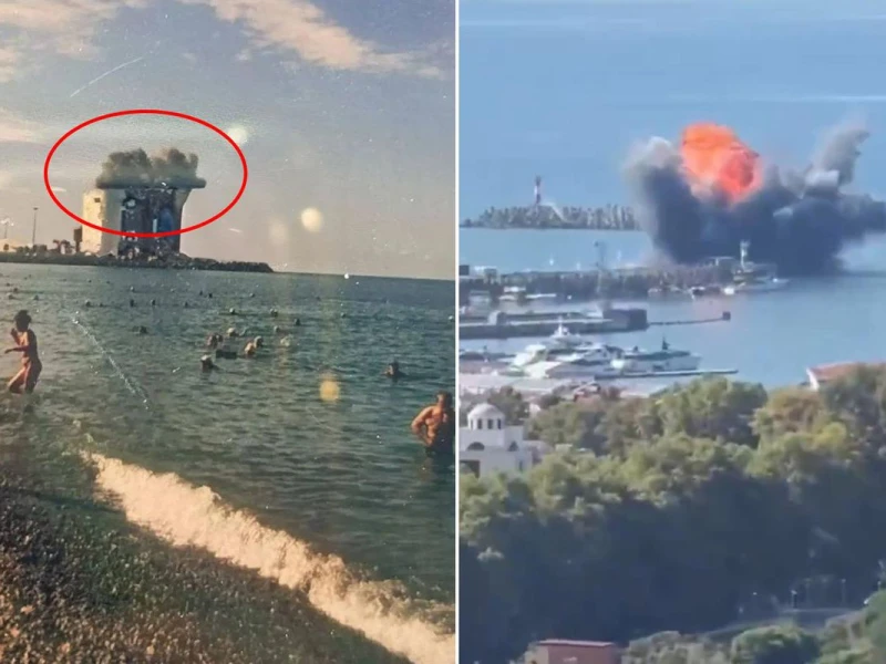 Ukrayna ordusu Soçini bombaladı: çimərlikdəki insanlar qorxuyla qaçdı - FOTOLAR