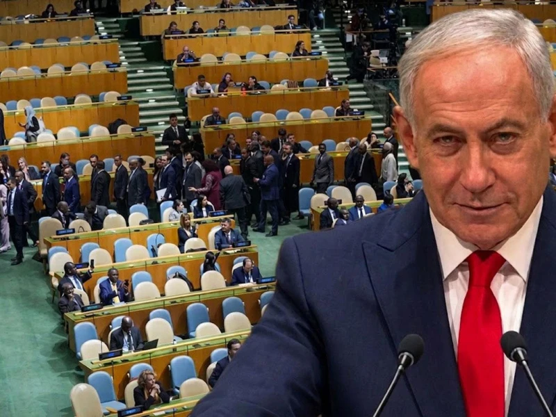 Netanyahu BMT salonunda ona etiraz edənləri \"qorxaq\" adlandırdı, Ərdoğanı \"qaraladı\": \"Cənab Ərdoğan, siz Qüdsün hökmdarı olmayacaqsınız\"